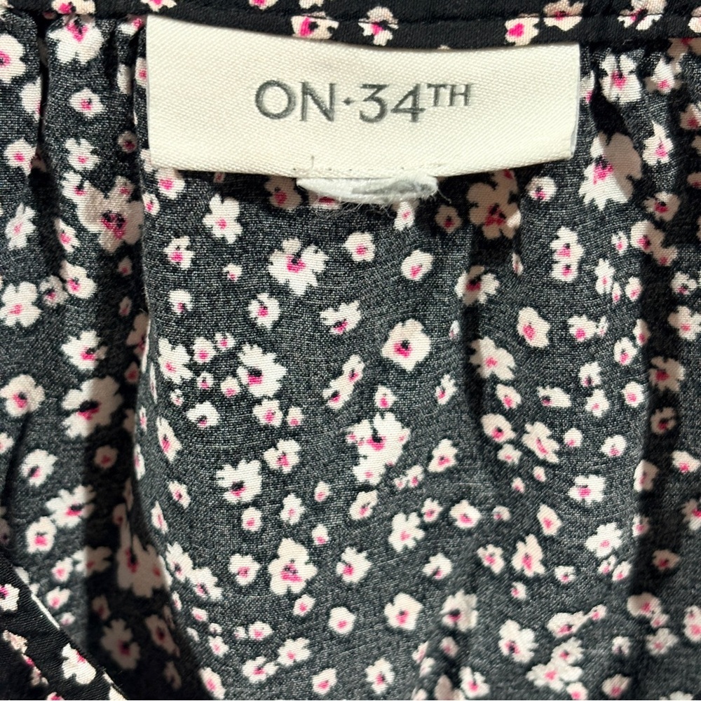 ON 34th Black Floral Button Blouse Plus Size 3X Long Sleeve Fall Top - Picture 4 of 8